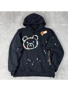 Teddy Fresh Graphic Hoodie Skate Pills Print Streetwear Size L Pocket Fleece Y2K